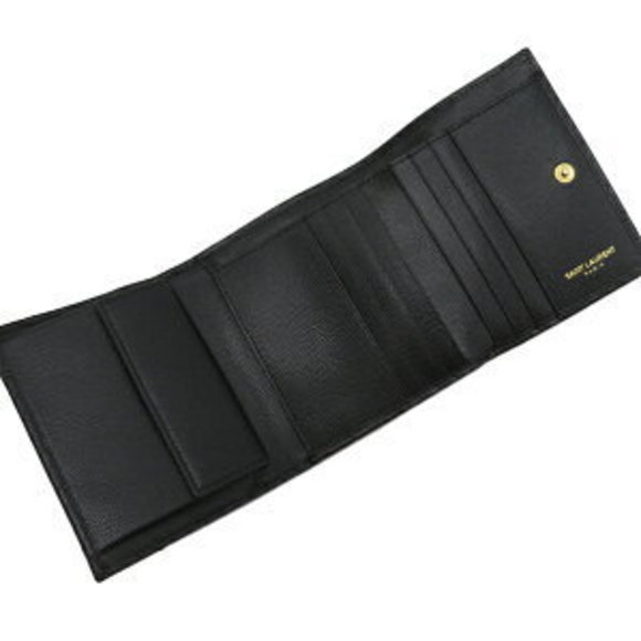 Saint Laurent Trifold Wallet Monogram Leather Black YSL - Picture 6 of 12